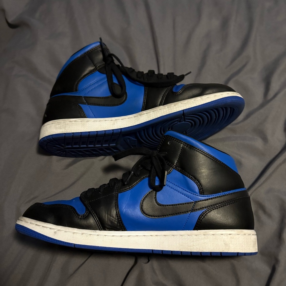 Nike Air Jordan 1 Mid Black Royal Blue Sneakers size 13